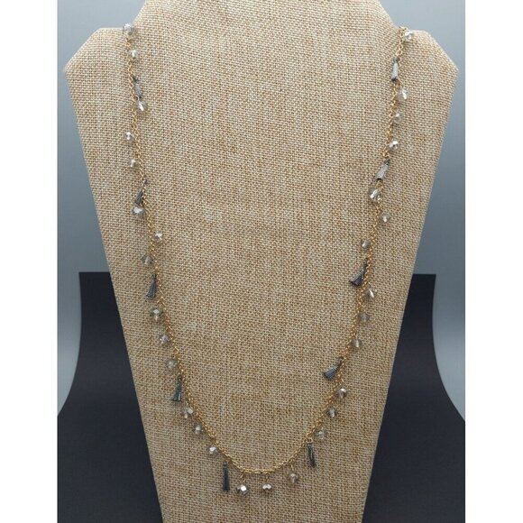 Cute & Fun LOFT Gold Tone Long Chain Necklace Dangle Beads & Tassels 34 - Picture 7 of 8